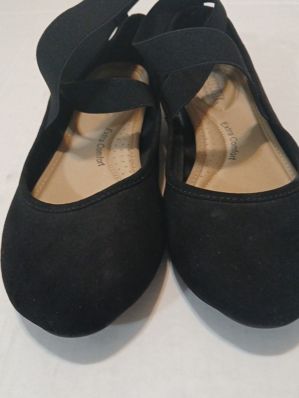 Falls Creek Black Cross Strap Ballet Flats "HARPER" ROUND TOE W-9W
